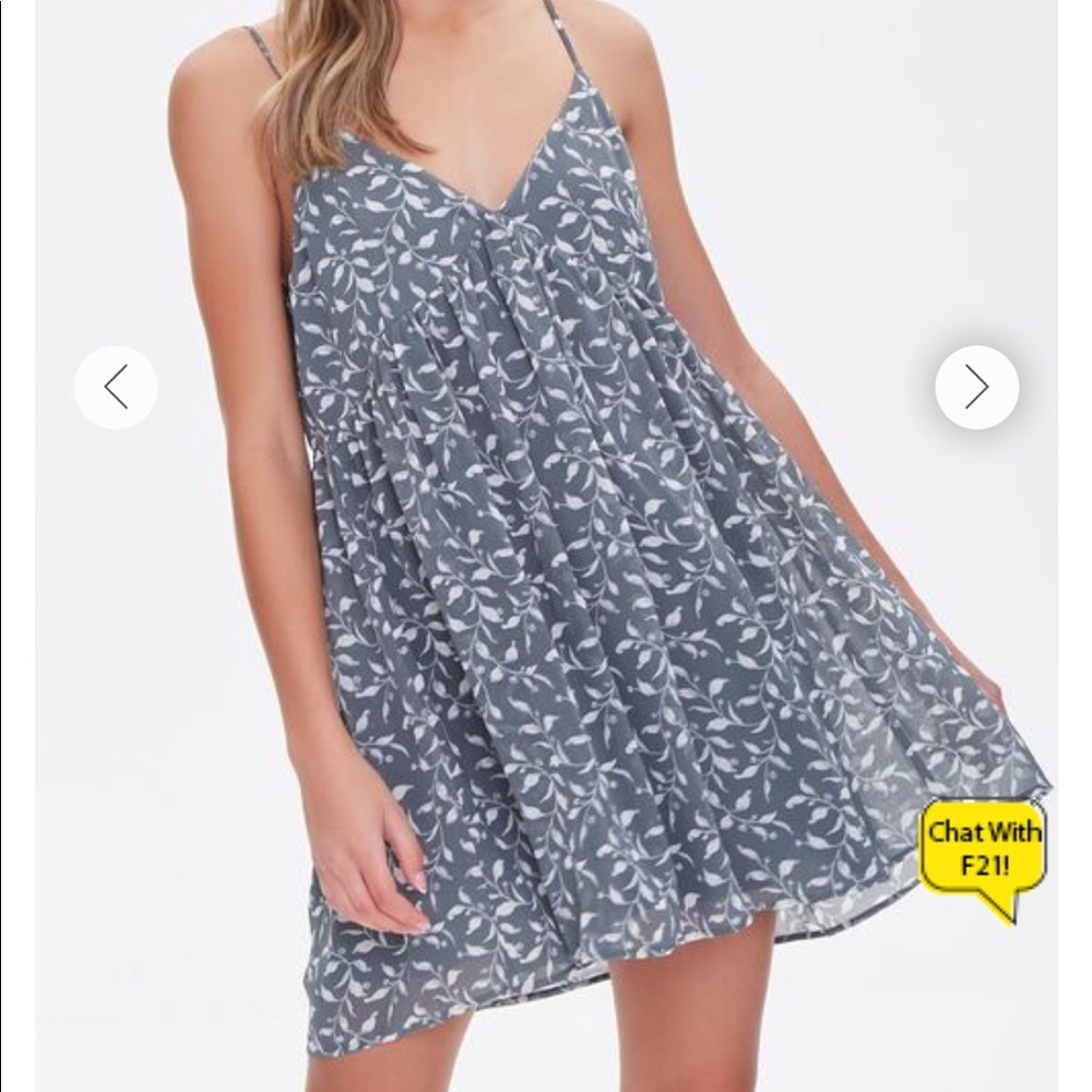Lavender Leaf Print Mini Dress